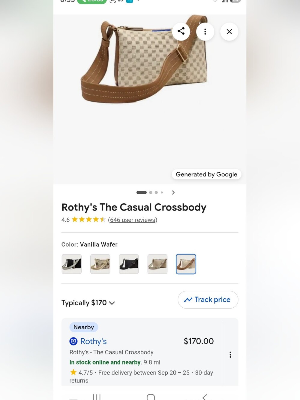 Rosthy's Vanilla Wafer THE CASUAL CROSSBODY